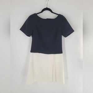 WHBM Colorblock Crepe Shift Dress Size 6 White Black